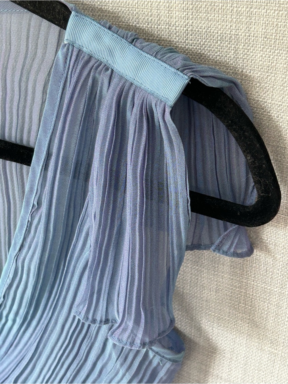 Betsey Johnson NY Vintage 90s Y2k Slate Blue Lavender Pleated Blouse Top - Picture 8 of 16